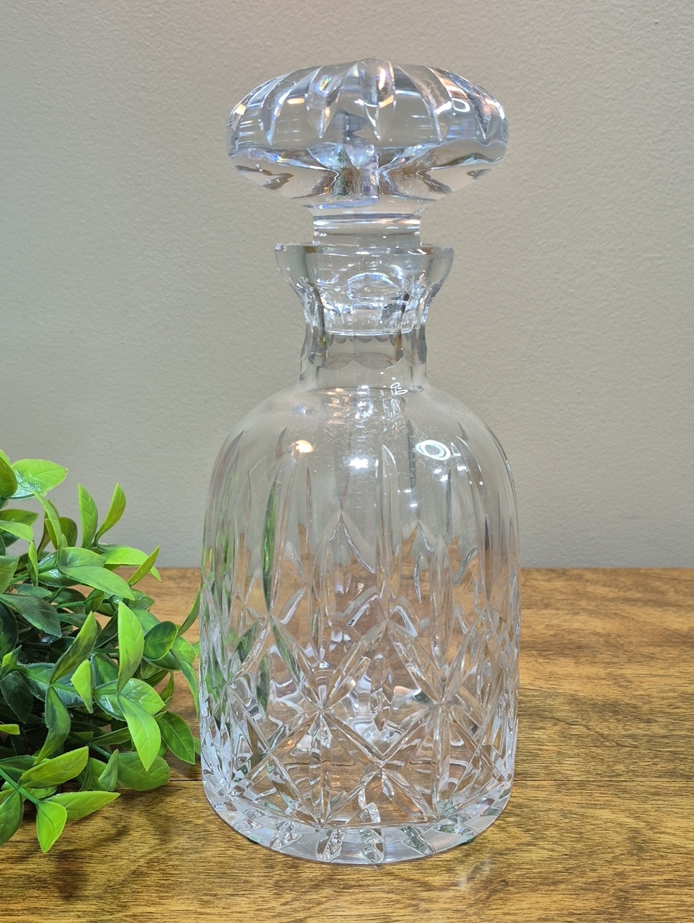 BLOCK CRYSTAL Vintage Clear Cut Crystal Glass Decanter with Stopper